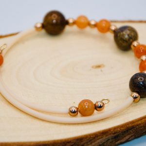 Bracelet articulé aventurine orange/bronzite
