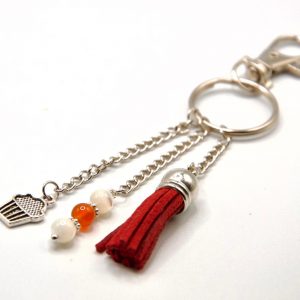 Bijou de sac/porte clés pompon grenat