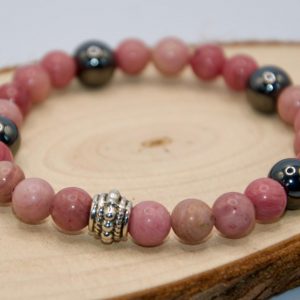 Bracelet rhodochrosite/hématite