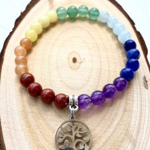 bracelet 7 chakras charms arbre de vie